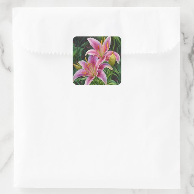 Hübsche Rosa Lily Blume Aufkleber (Tasche)