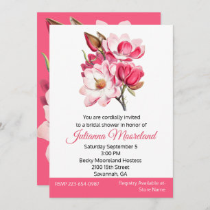 Hübsche Rosa Magnolias Bridal Dusche Einladung