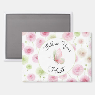 Hübsche rosa Minze Ranunculus-Zitat Magnet