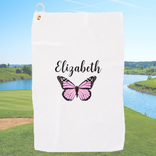 Hübsche Rosa-Monarchen-Schmetterling-individuelle  Golfhandtuch (Von Creator hochgeladen)