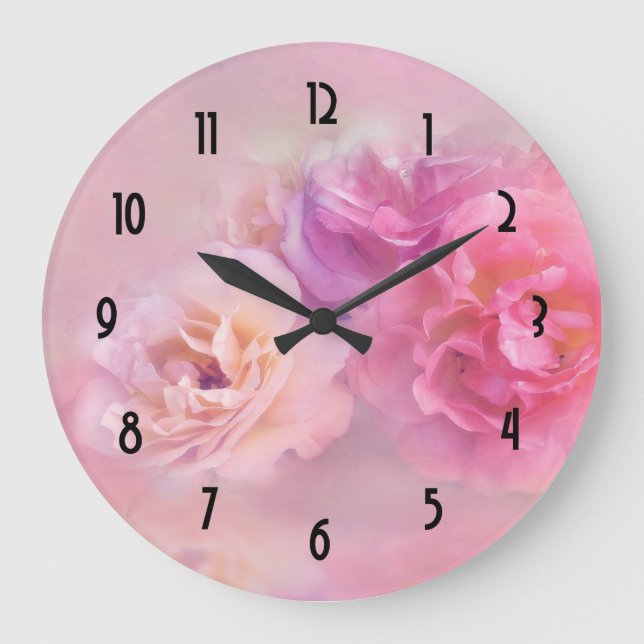 Hübsche rosa Nelken Fotografie Große Wanduhr (Vorderseite)