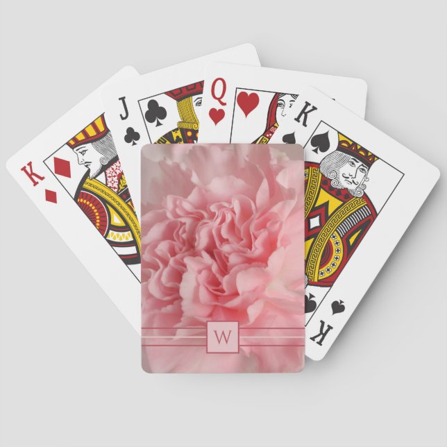 Hübsche rosa Nelken Initials Spielkarten (Rückseite)