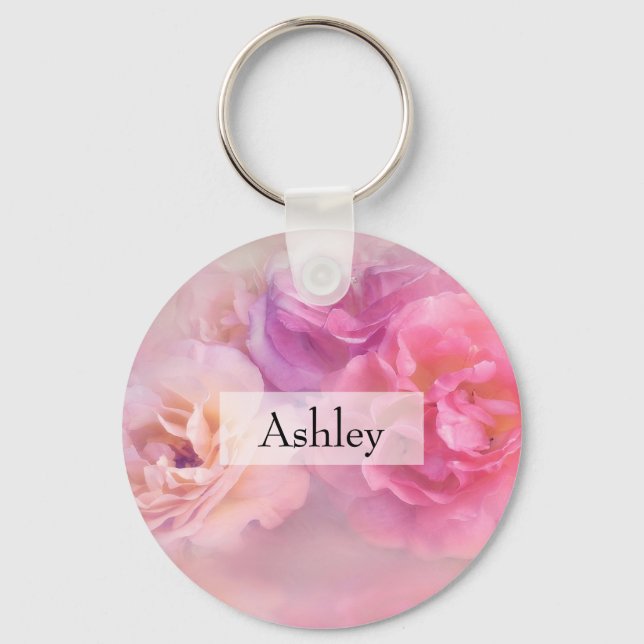 Hübsche rosa Nelken Stilvolle Fotografie Schlüsselanhänger (Vorderseite)