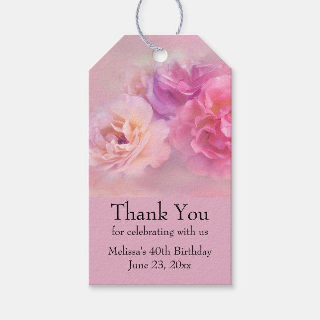 Hübsche rosa Nelken Stilvolles Foto Vielen Dank Geschenkanhänger (Vorderseite)