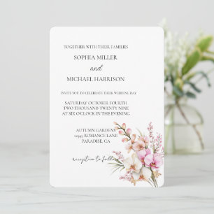 Hübsche Rosa Orchid-Blumenhochzeit Einladung