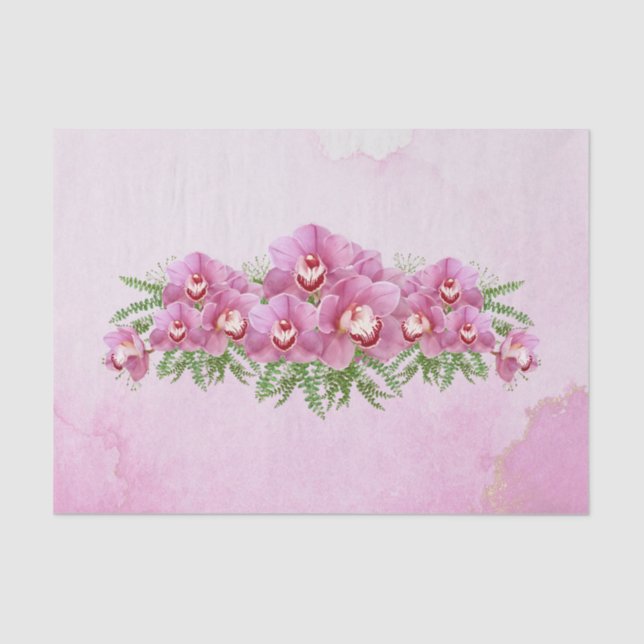 Hübsche Rosa Orchideen Seidenpapier (Vorderseite)