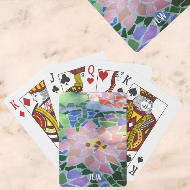 Hübsche rosa Pastel florale Mosaik-Blume Spielkarten (Von Creator hochgeladen)