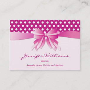 Hübsche rosa Polka-Punkte und Bogen-Mama-nennende Telefonnummerkarte