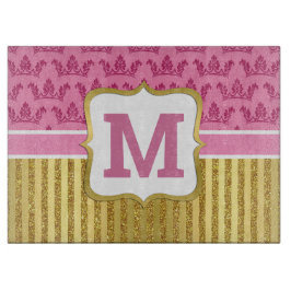 Hübsche Rosa Princess Crowns & Gold Glitzer Streif Schneidebrett