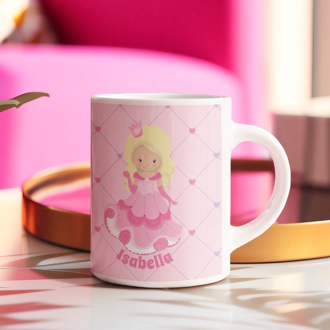 Hübsche rosa Prinzessin Blonde Girl Custom Kids Kaffeetasse (Von Creator hochgeladen)