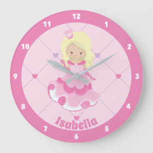 Hübsche Rosa Prinzessin Custom Girls Schlafzimmer Große Wanduhr