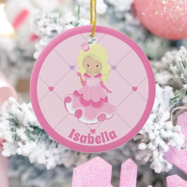 Hübsche Rosa Prinzessin Custom Kids Weihnachten Keramik Ornament (Von Creator hochgeladen)