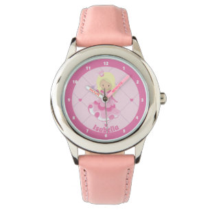 Hübsche Rosa Prinzessin Mädchen Custom Blonde Kind Armbanduhr