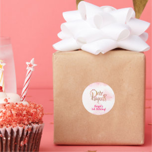 Hübsche Rosa Prinzessin Runder Aufkleber