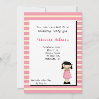 Hübsche Rosa Prinzessin zum Geburtstag Einladung