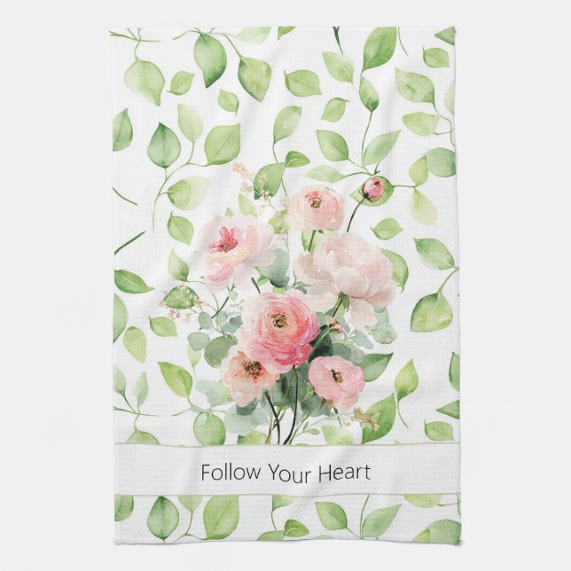 Hübsche rosa Ranunculus-Blumen  Geschirrtuch (Vertikal)