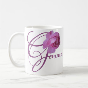 Hübsche rosa Rosa-Blume mit individuellem Gemma-Na Kaffeetasse