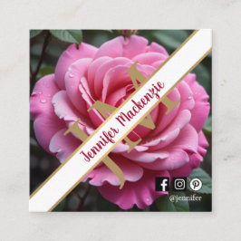 Hübsche rosa Rose AI Quadratische Visitenkarte