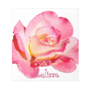 Hübsche rosa Rose personalisiert Notizblock