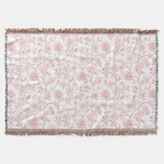 Hübsche rosa Rosen Blumen Decke (Vorderseite)