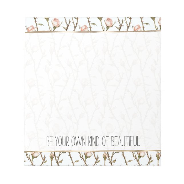 Hübsche rosa Rosen Blumen Notizblock (Vorderseite)