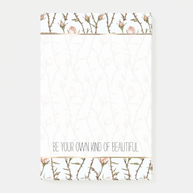 Hübsche rosa Rosen Blumen Post-it Klebezettel (Vorderseite)