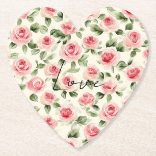 Hübsche rosa Rosen Floral-Brautdusche Untersetzer