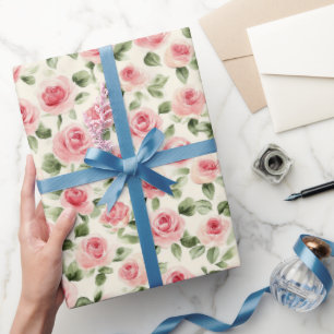 Hübsche rosa Rosen Floral Brautparty Geschenkpapier