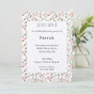 Hübsche rosa Rosen Floral Geburtstag Einladung