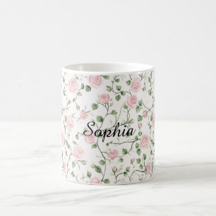 Hübsche rosa Rosen Floral   Kaffeetasse