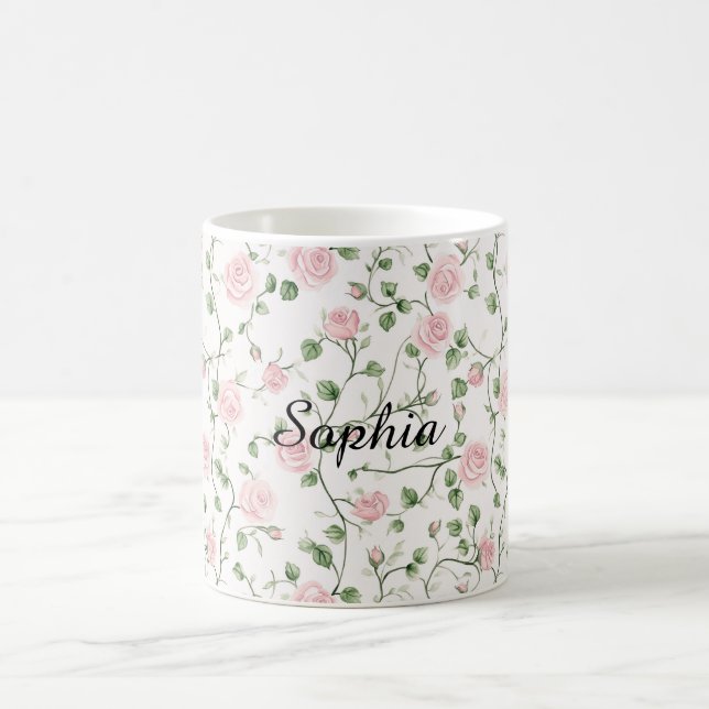 Hübsche rosa Rosen Floral   Kaffeetasse (Mittel)