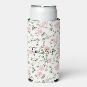 Hübsche rosa Rosen Floral Selters Dosenkühler