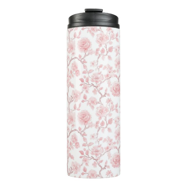 Hübsche rosa Rosen Floral   Thermosbecher (Vorderseite)