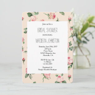 Hübsche rosa Rosen Florale Brautparty Einladung