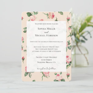 Hübsche rosa Rosen Florale Hochzeit Einladung