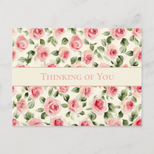 Hübsche rosa Rosen, in Gedanken an Dich Postkarte