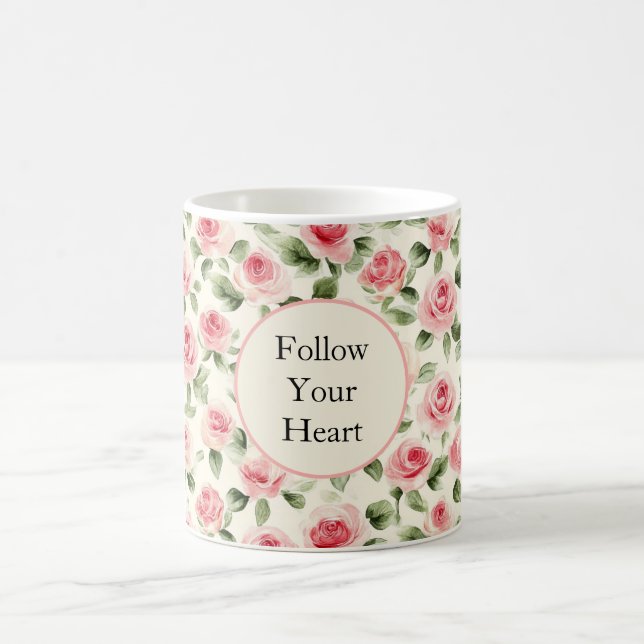 Hübsche rosa Rosen   Kaffeetasse (Mittel)