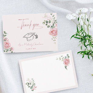 Hübsche rosa Rosen Mädchenhafte Abschlussfeier Dankeskarte
