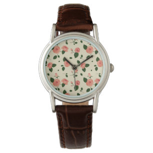 Hübsche rosa Rosen Pastellrosa Muster Armbanduhr