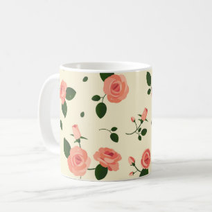 Hübsche rosa Rosen Pastellrosa Muster Kaffeetasse