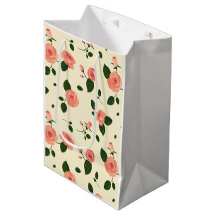 Hübsche rosa Rosen Pastellrosa Muster Mittlere Geschenktüte