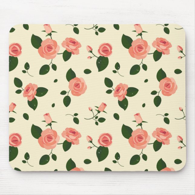 Hübsche rosa Rosen Pastellrosa Muster Mousepad (Vorne)