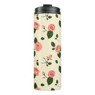 Hübsche rosa Rosen Pastellrosa Muster Thermosbecher