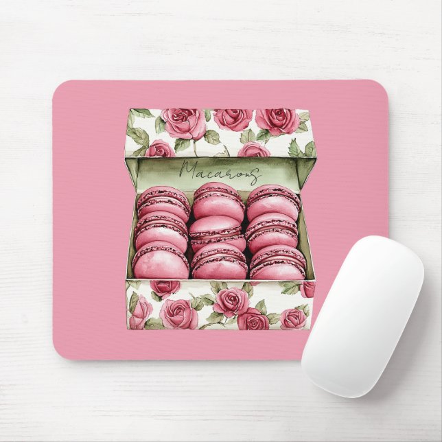 Hübsche rosa Rosen Schachtel Macarons Mousepad (Mit Mouse)