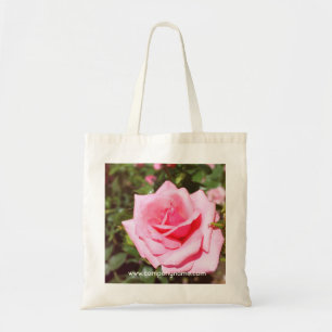 hübsche rosa Rosenblume mit süßen Herzen Tragetasche
