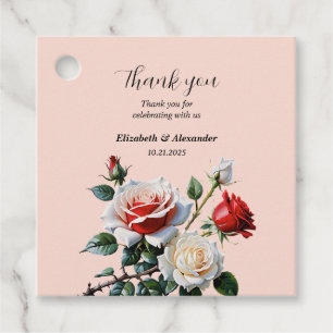 Hübsche Rosa-rote Rosen Blumenhochzeit Geschenkanhänger