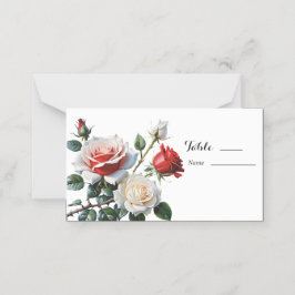 Hübsche Rosa-rote Rosen Blumenhochzeit Platzkarte