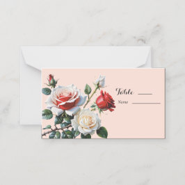 Hübsche Rosa-rote Rosen Blumenhochzeit Platzkarte