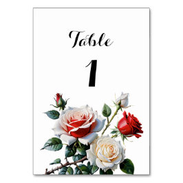 Hübsche Rosa-rote Rosen Blumenhochzeit Tischnummer