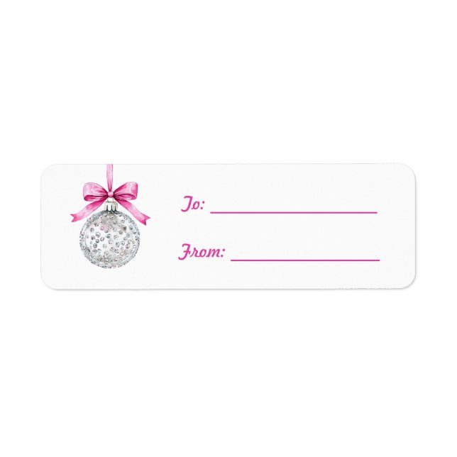 Hübsche rosa Schleife Silbernes Weihnachtsornament (Vorne)